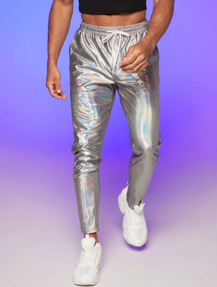 Men's Holographic Drawstring Waist Trousers